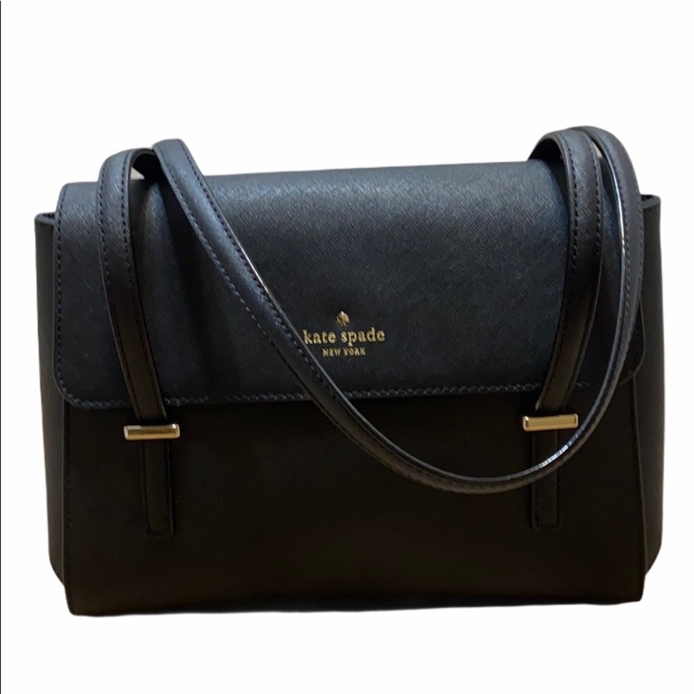 Kate Spade Large Flap Black Leather Bag